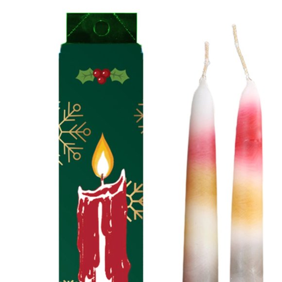 ⭐️2 FOR $20⭐  MULTI-COLOR HOLIDAY DRIP TAPER CANDLES (Set of 2) - Picture 2 of 3